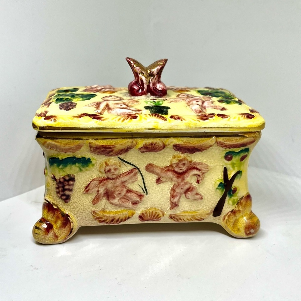 Occupied Japan Cherub Trinket Box